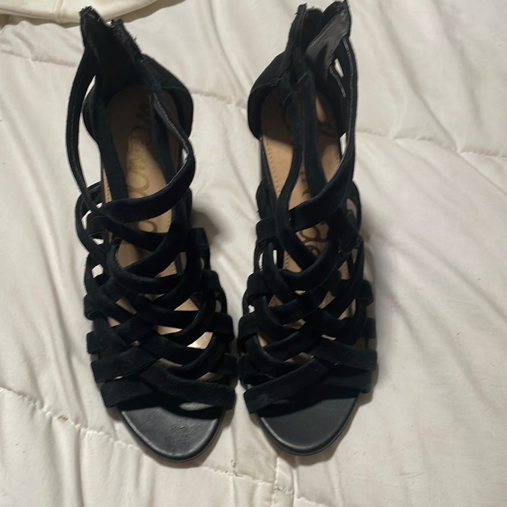 Sexy suede strap heel